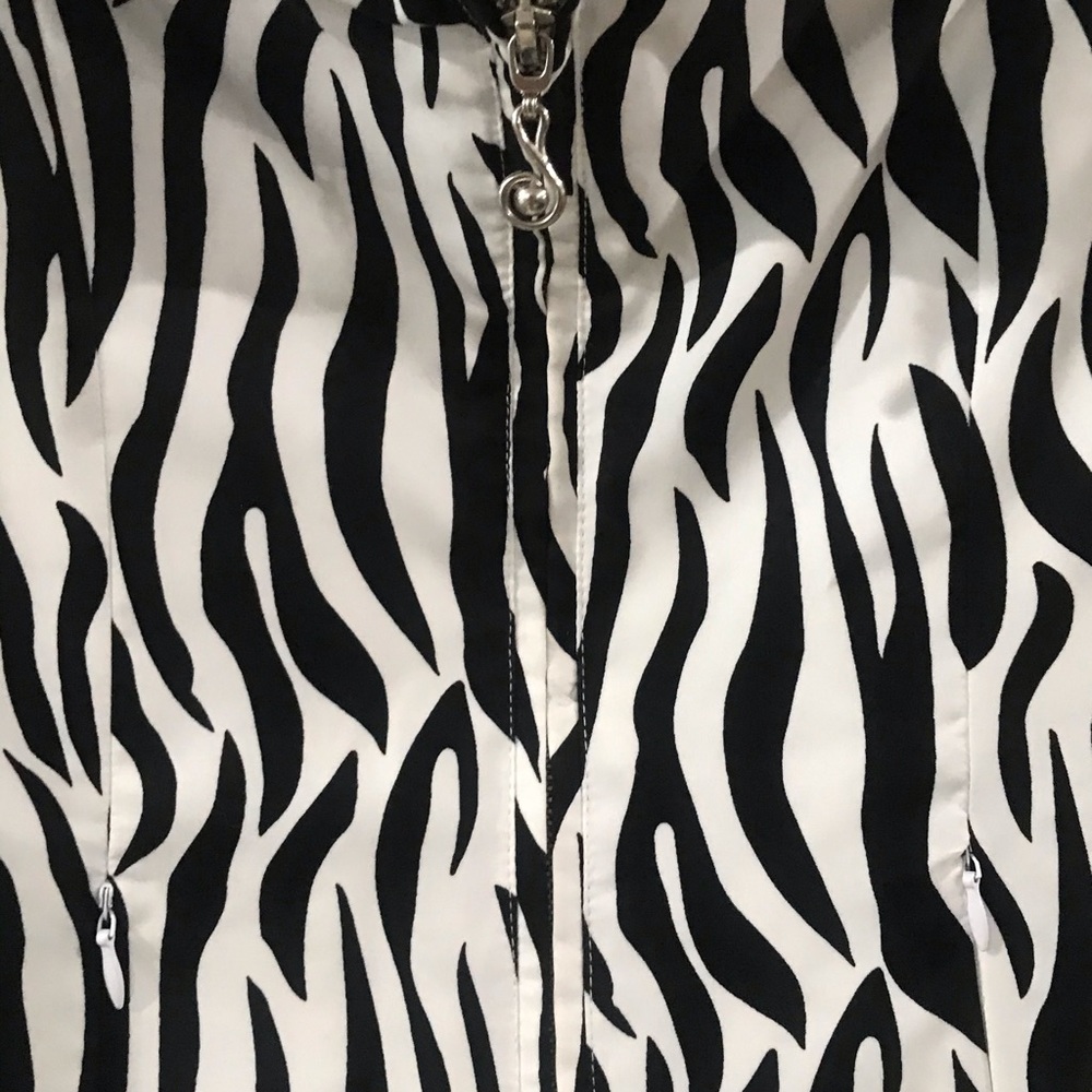 Samuel Dong Zebra Print Zip Lightweight Jacket Xs - image 2